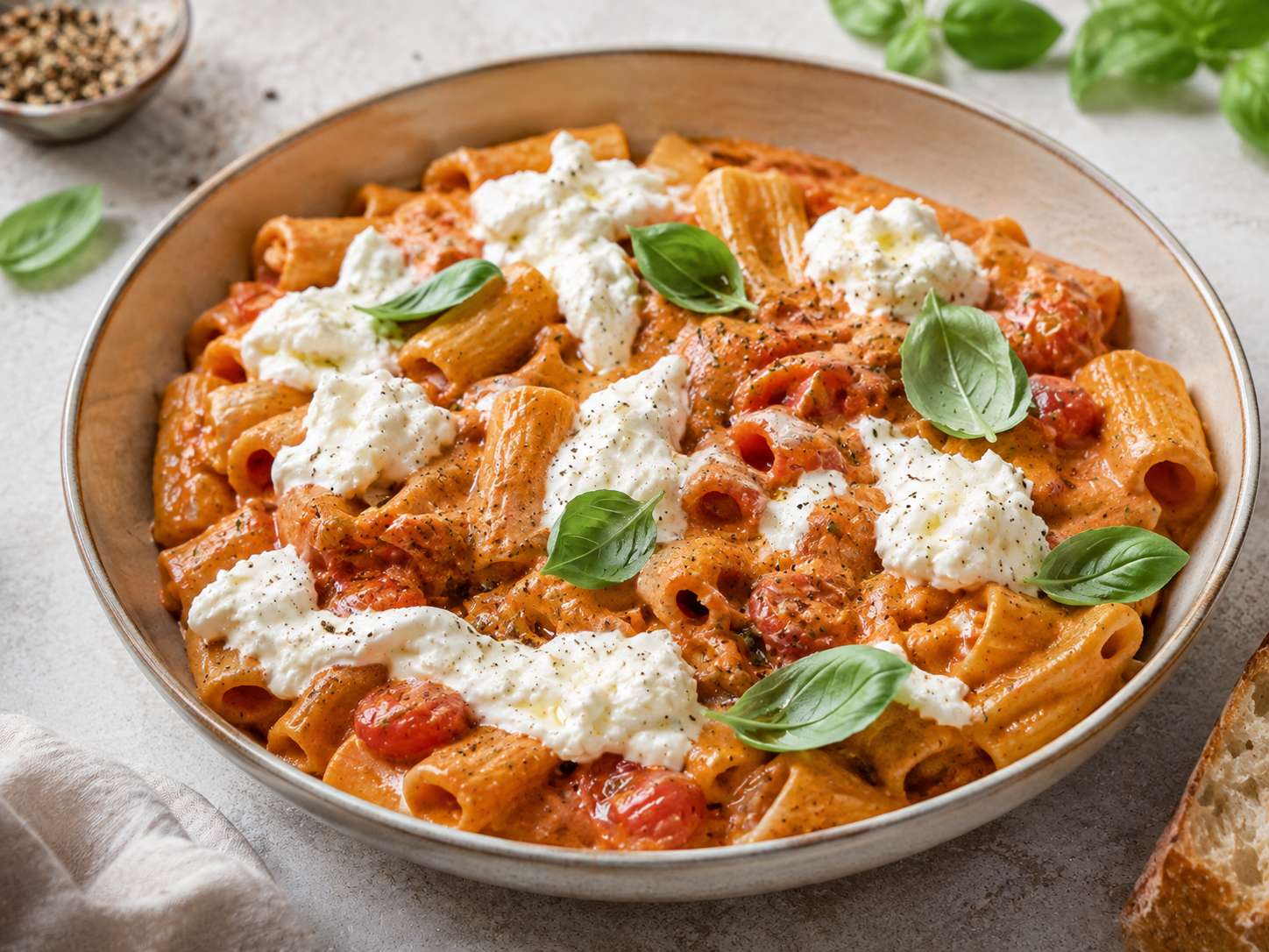 Romige tomatenpasta met burrata