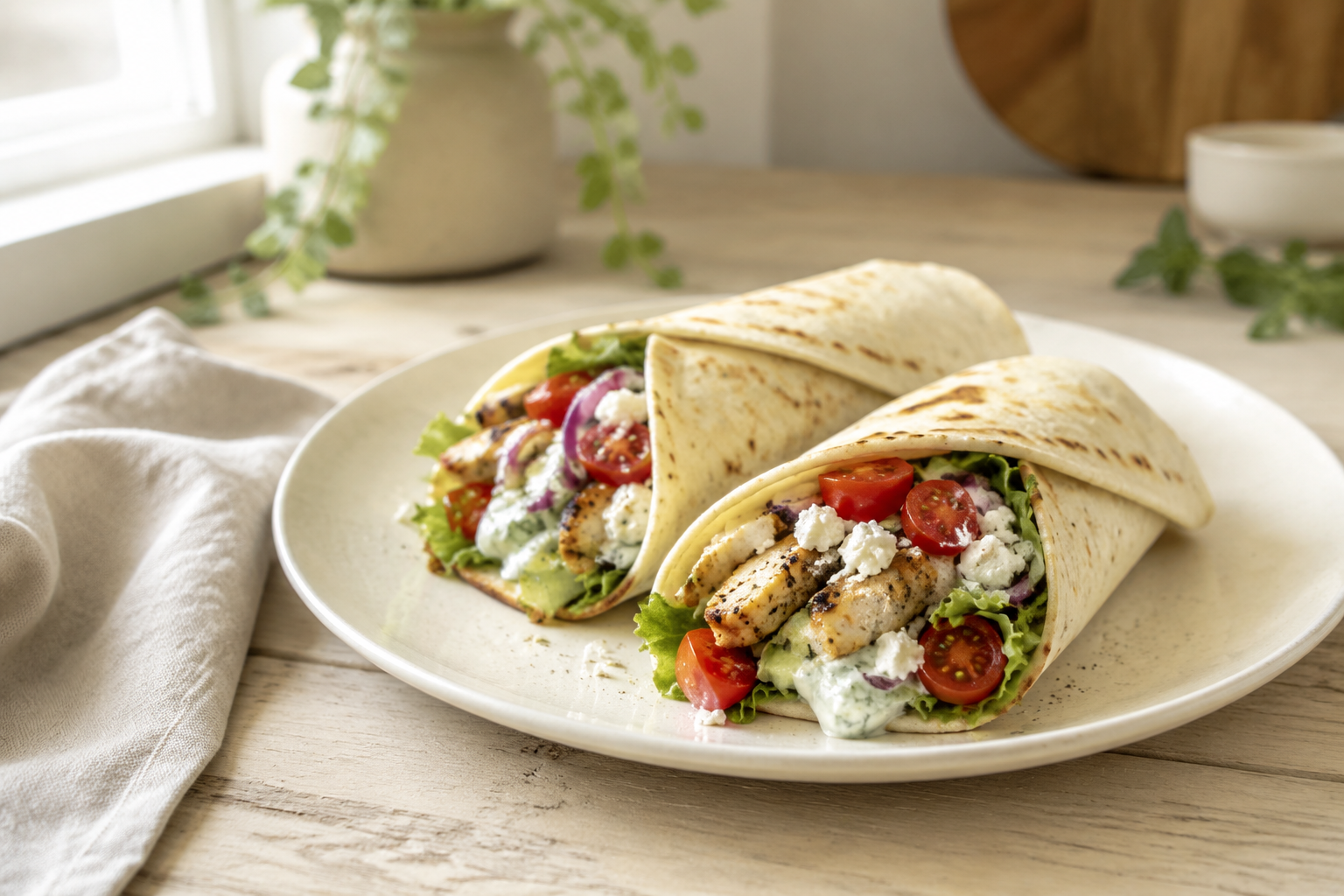 Griekse kipwrap met romige tzatziki en feta als hoofdafbeelding